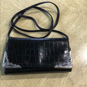Vintage Brighton black leather wallet with strap